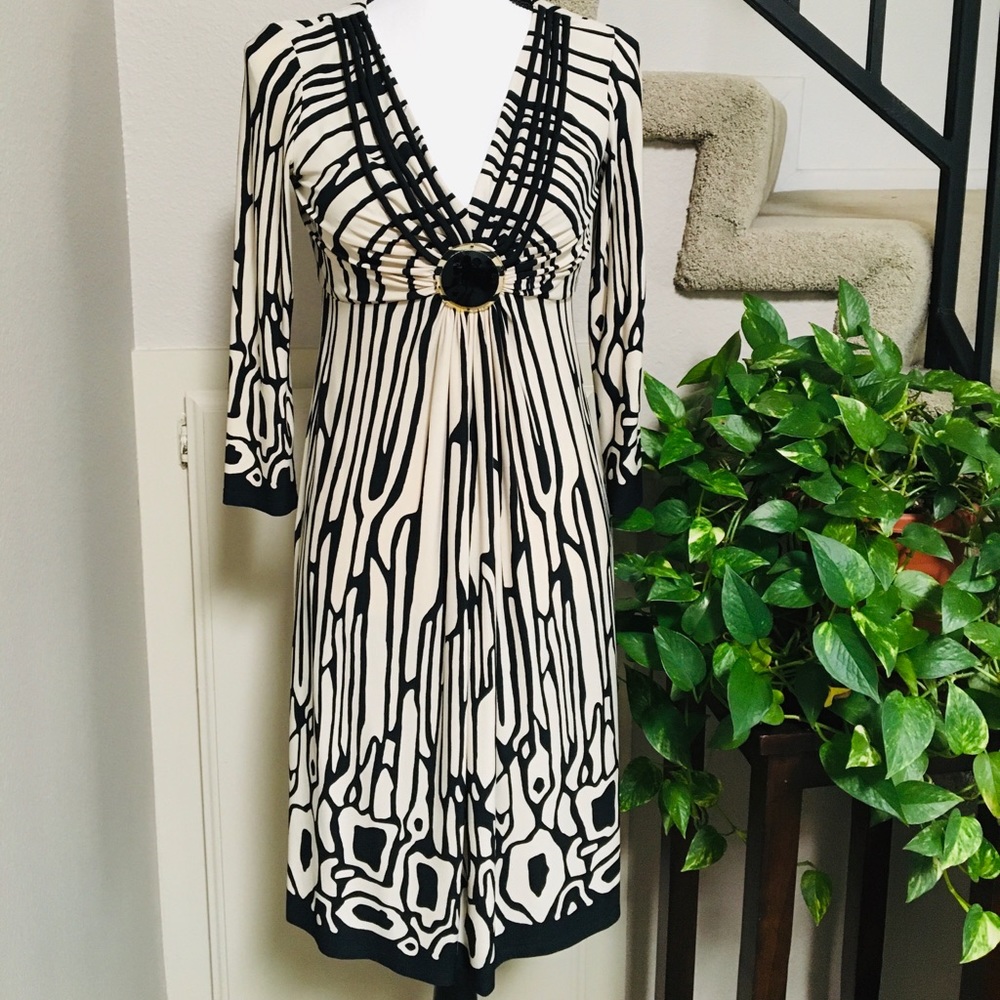 Muse - Tan and black dress.